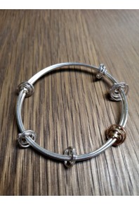 "Q" Silver 6 Q Bangle With 9ct Rose Gold Q 